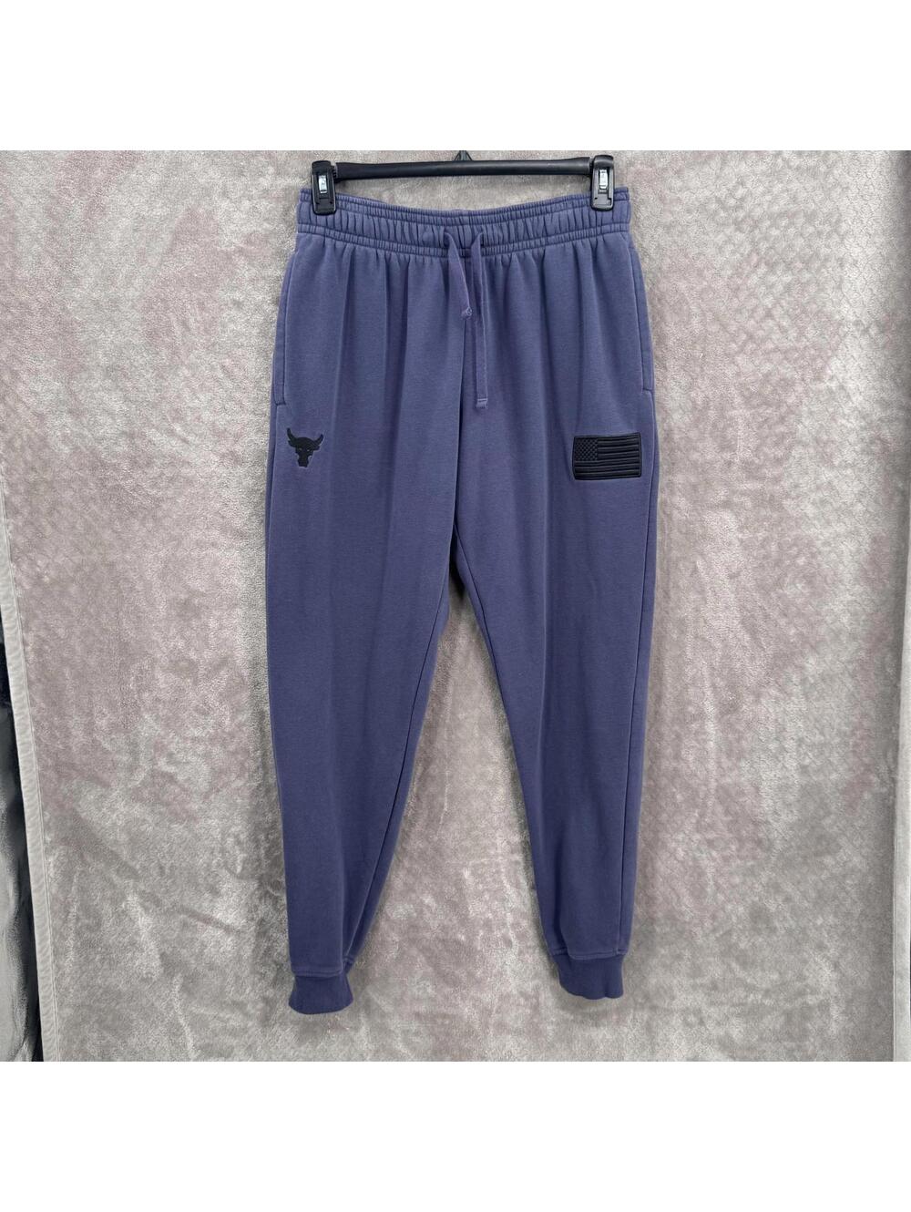 Under Armour Pants Mens Large Blue Fleece Joggers Project Rock Freedom Flag